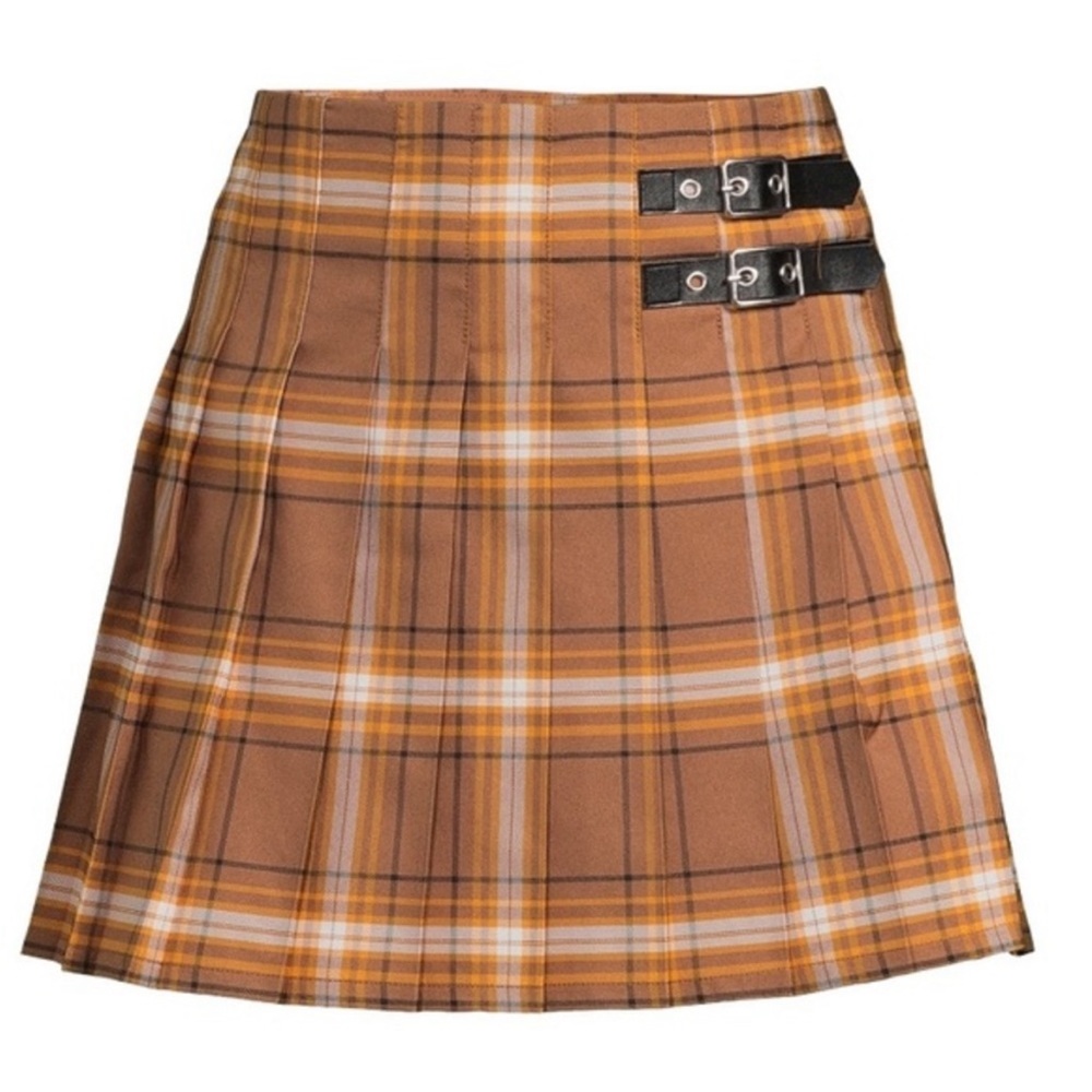 Nwt Nobo pleated skirt women’s Tennis‎ mini brown skater juniors side Zipper - Picture 5 of 6